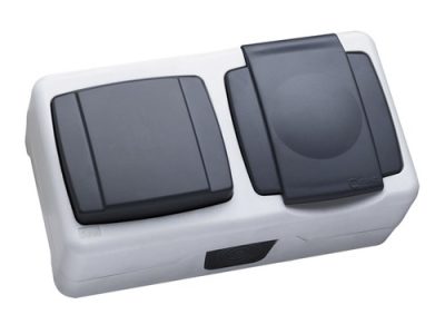 بريزة + مفتاح ماكيل خارج الحائط وتربروف IP44