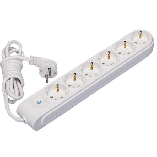 Power strip with earth and switch, 3-meter cable, with child protection Makel