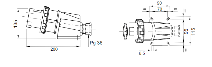 GEWISS 90° ANGLED SURFACE MOUNTING INLET - IP67