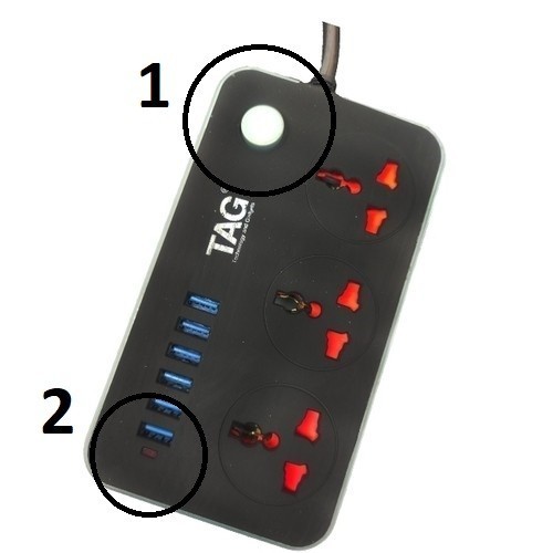 مشترك بسلك 3 فتحة + 6 USB