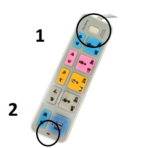 مشترك بسلك 4 فتحة + 4 عادة + 2USB بالمفتاح