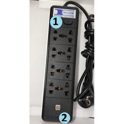 Incom Power Strip 8 Outlets + 2 USB