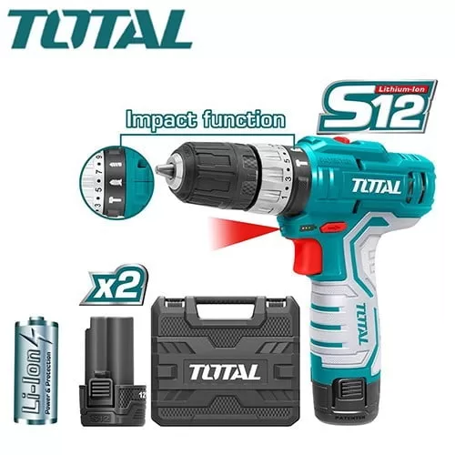 TOTAL BATTERY IMPACT DRILL WITH 2 BATTERIES TOTAL TOOLS