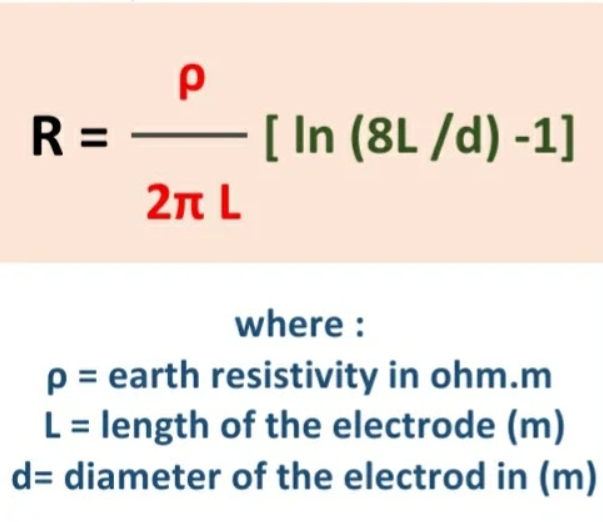 Calculate the ground resistance for one electrode