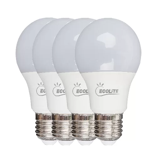 Led bulb, 9 watt, white light, a package of 4 pcs Ecolite 