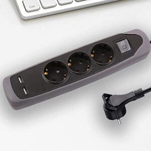 Power strip with 3 outlets + 2 USB Black iLOCK