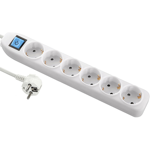 Power strip with 6 outlets 16 amp white iLOCK